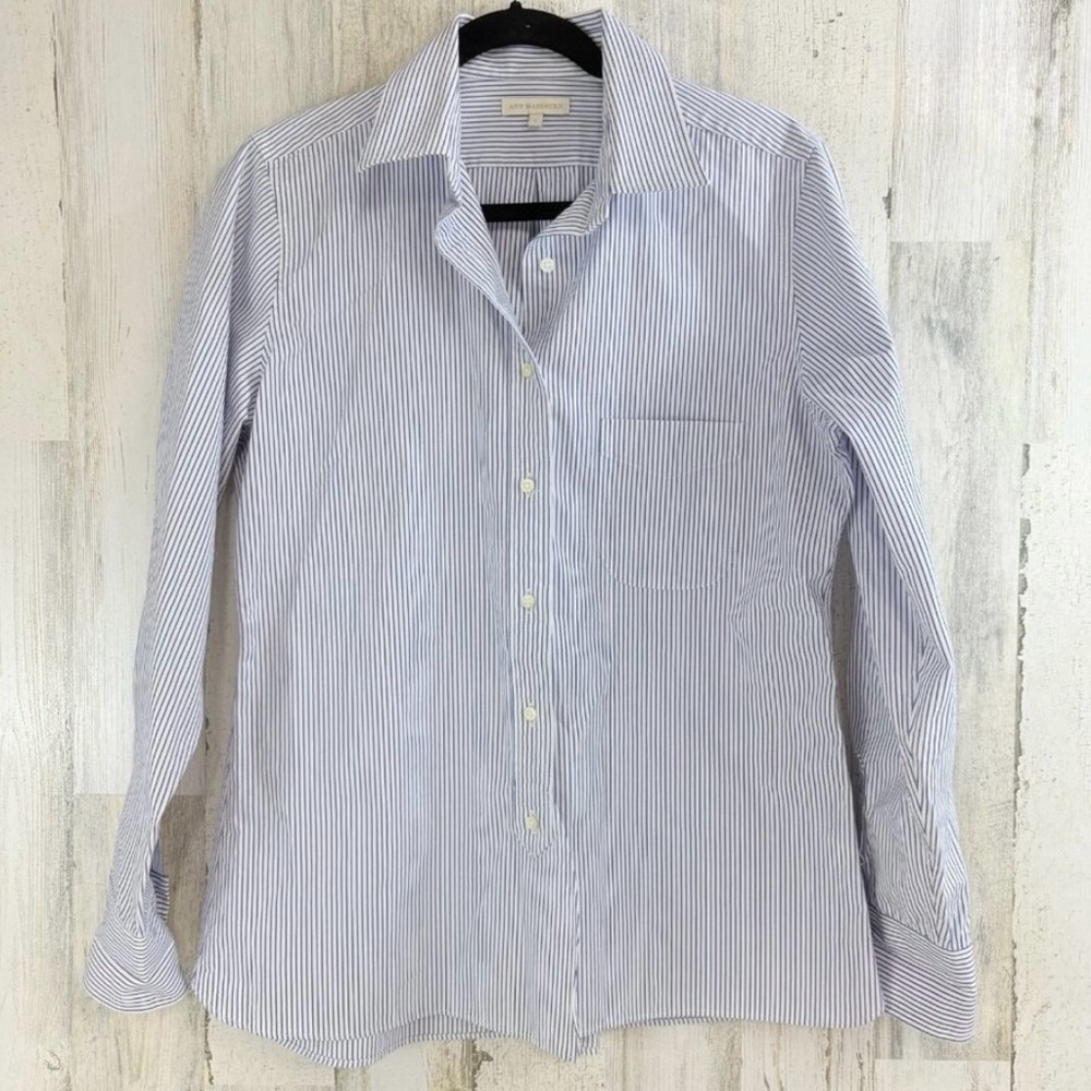 ANN MASHBURN Blue Striped Button Down Shirt